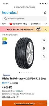 Nové pneu Michelin Premacy 4 225/50r18 99W