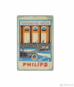 plechová cedule - autožárovka Philips - dobová reklama 1928 - 1