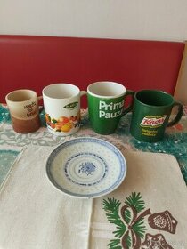 Hrnky porcelán a 1 keramický a 1 talířek rýžový porcelán