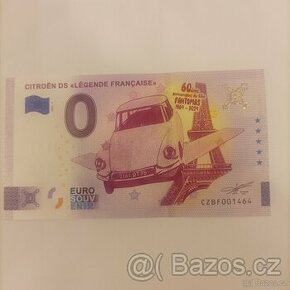 0 euro souvenír Citroen DS/Fantomas 60 let