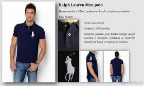 NOVÉ pánské polo triko Ralph Lauren: Tmavě modré