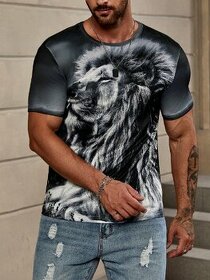Pánské šedé triko se lvem