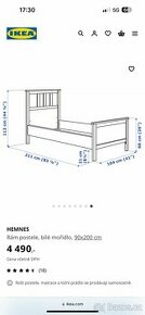 Postel Ikea Hemnes bílá jednolůžko