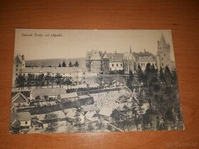 Starý pohled zámek ŽLEBY od západu 1923