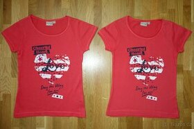 2x červené tričko pro dvojčata vel.116 - 1