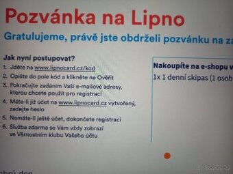 Prodáno Prodám 2x skipas na Lipno