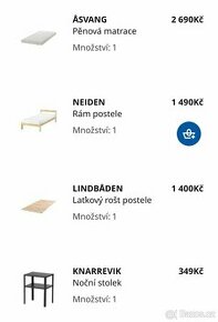 Postel Ikea včetně nočního stolku