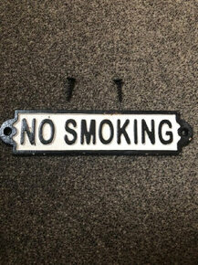 Retro smaltovaná kovová cedulka - NO SMOKING