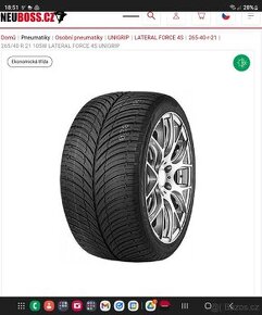 Prodej nových pneumatik celoroční 265/40 R 21 105W