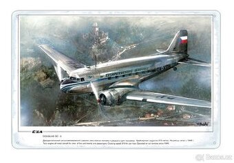 plechová cedule - Douglas DC-3 (Československé aerolinie) - 1