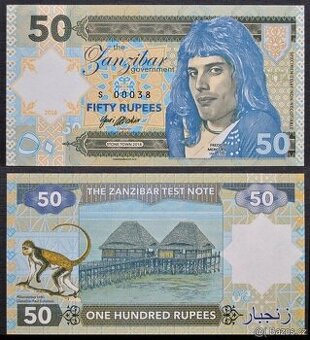 SET bankovek ZANZIBAR 50 + 100 + 1000 Rupees FREDDIE MERCURY