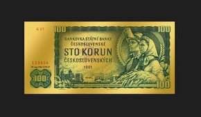 100 Kčs 1961 - 24 KARÁTŮ - RYZÍ ZLATO 999/1000