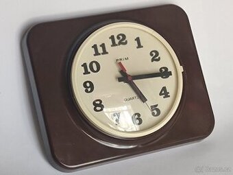 Retro hodiny Prim, staré, kuchyňské, funkční, pošta 79.-