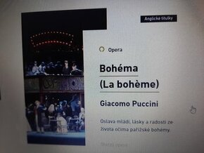 Státní opera Praha - Bohéma G. Puccini:  La bohéme 27.11.