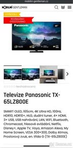 OLED TV Panasonic TX-65LZ800E. Rozbaleno, 24m zaruka. DPH