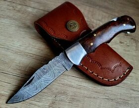 kapesní Damaškový nůž 16,5 cm ručně vyroben + kožené pouzdro - 1