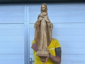 Velká dřevěná socha Panna Marie ruční řezba 64cm