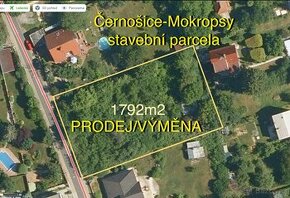 PRODEJ/VÝMĚNA Černošice,Mokropsy, Pardubická,stavební 1792m2