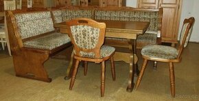 Rustikální rohová lavice + stůl + 2 židle z masivu ( Dub )