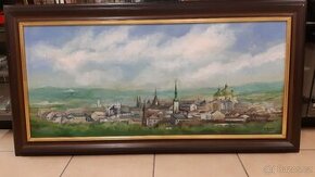 Obraz Stanislav Bdinka Olomouc panorama,originál olejomalba - 1