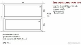 Speciální posuvné okno nahoru 1960x1375, spodní část bezrámu