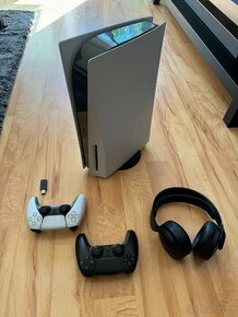 Playstation 5 s mechanikou, 2x ovladač, 1x sluchátka