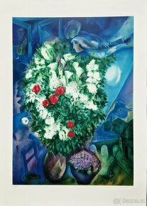 MARC CHAGALL - Bouquet with flying lovers + CERTIFIKAT