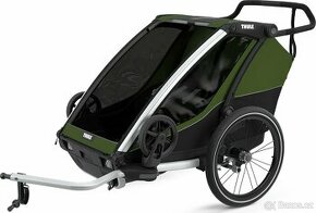 Dětský vozík Thule Chariot Cab 2 Aluminum Cypress Green - 1