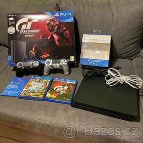 Playstation 4 slim 1TB + 2 ovladače + 2 hry