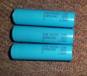 10ks Samsung INR 18650 25R 20A, 100A pulz