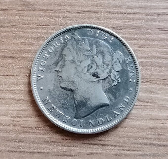 Stříbro Newfoundland 20 Cents 1865 stříbrná mince Kanada