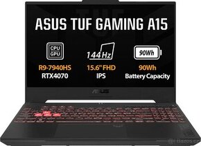 ASUS TUF Gaming A15 15.6" FHD 144Hz R9 16GB 1TB RTX 4070