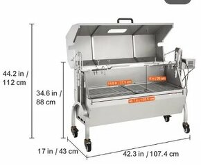 Nerezový gril s elektrickým pohonem na sele, kýtu atd - 1