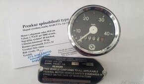 Tachometer babetta v milach kartička štítek export USA