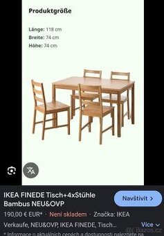 Ikea bambusový stůl (jen stůl bez židlí) - 1