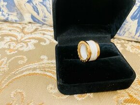 BULGARI B.Zero 4-Band 18kt Pink Gold White Ceramic Ring 54 - 1