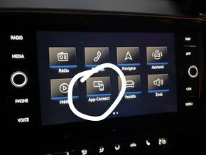 Aktivace App-Connect sdílení obrazu z telefonu na display VW