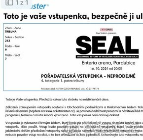 2 vstupenky SEAL Pardubice 16.10. 2024 - 1