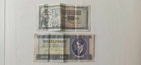 Bankovky: 500 Forint 1990 + 1000 Dinara 1981