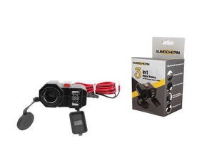 Zásuvka 12V+ 2 x USB pro motocykl vodotěsná - nové