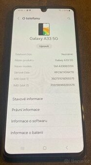 Mobilní telefon Samsung a33 5G, jako nový