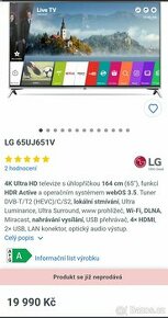 LG  65UJ651V. 4k REZERVACE DO PONDĚLÍ 16.9.2024