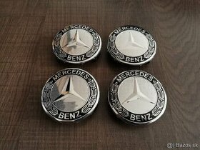 Středové krytky Mercedes 75mm černé chrom