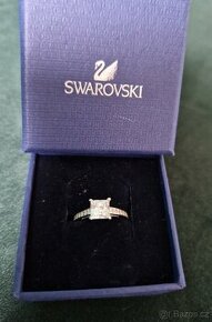 Swarovski pozlateny prsten bile zlato 52 - 1