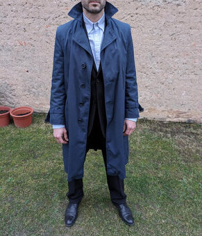 Černý oblek a kalhoty Angelo Litrico C&A + modrý trench coat - 1