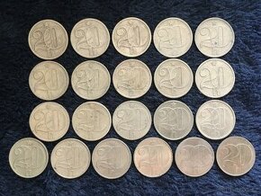 21 kusů mincí Československo, každá mince jiná