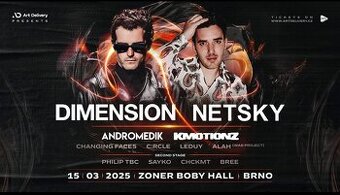 Dimension, Netsky, Andromedik, 15.3., Bobyhall, vstupenky