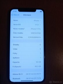 Mobilní telefon Apple 11 pro 64g zlaté barvy