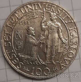 100 korun 1948 stribro