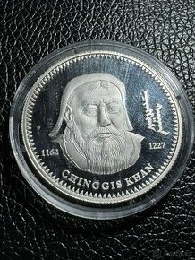 Stříbrná mince 1 oz Chinggis Khan r. 2002 RR